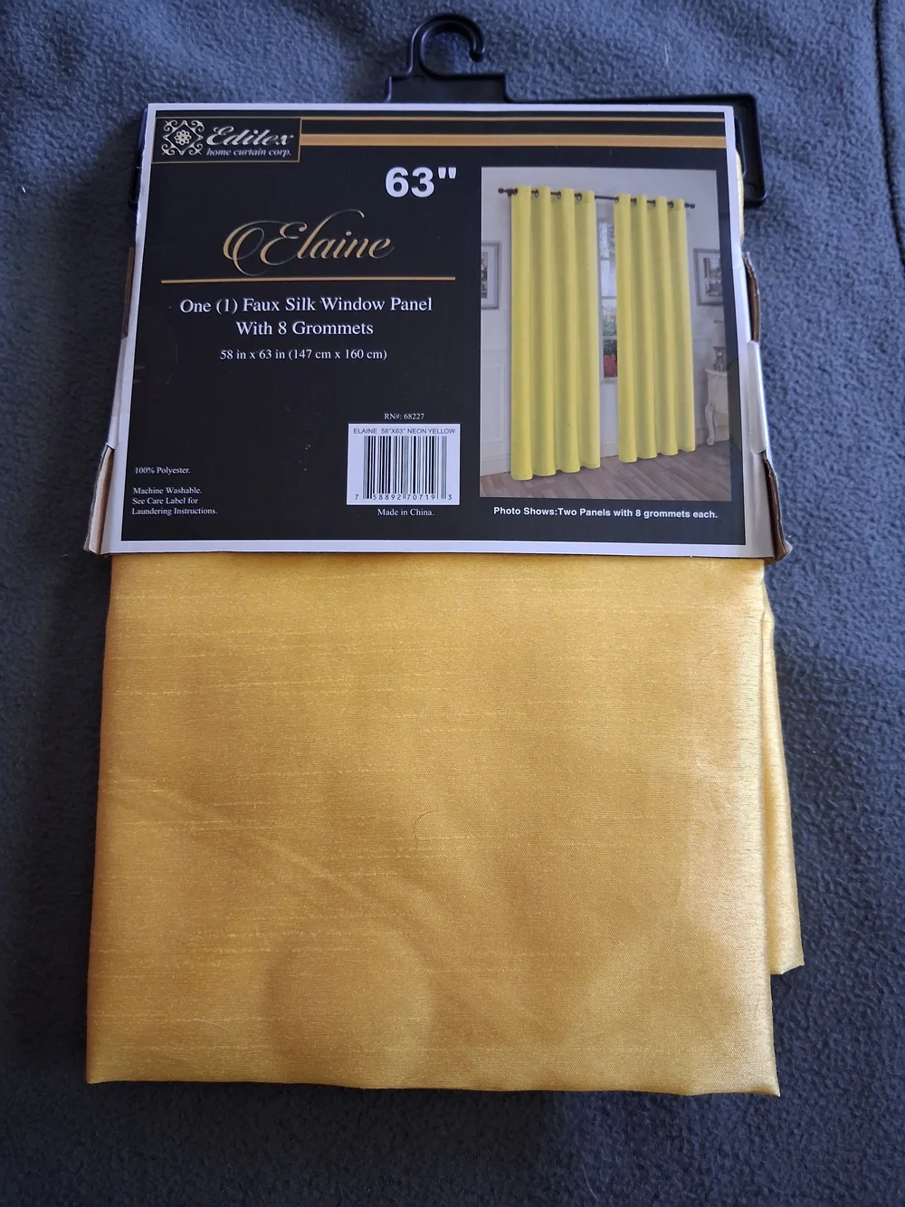 Faux Silk Window Panel Curtain Neon Yellow